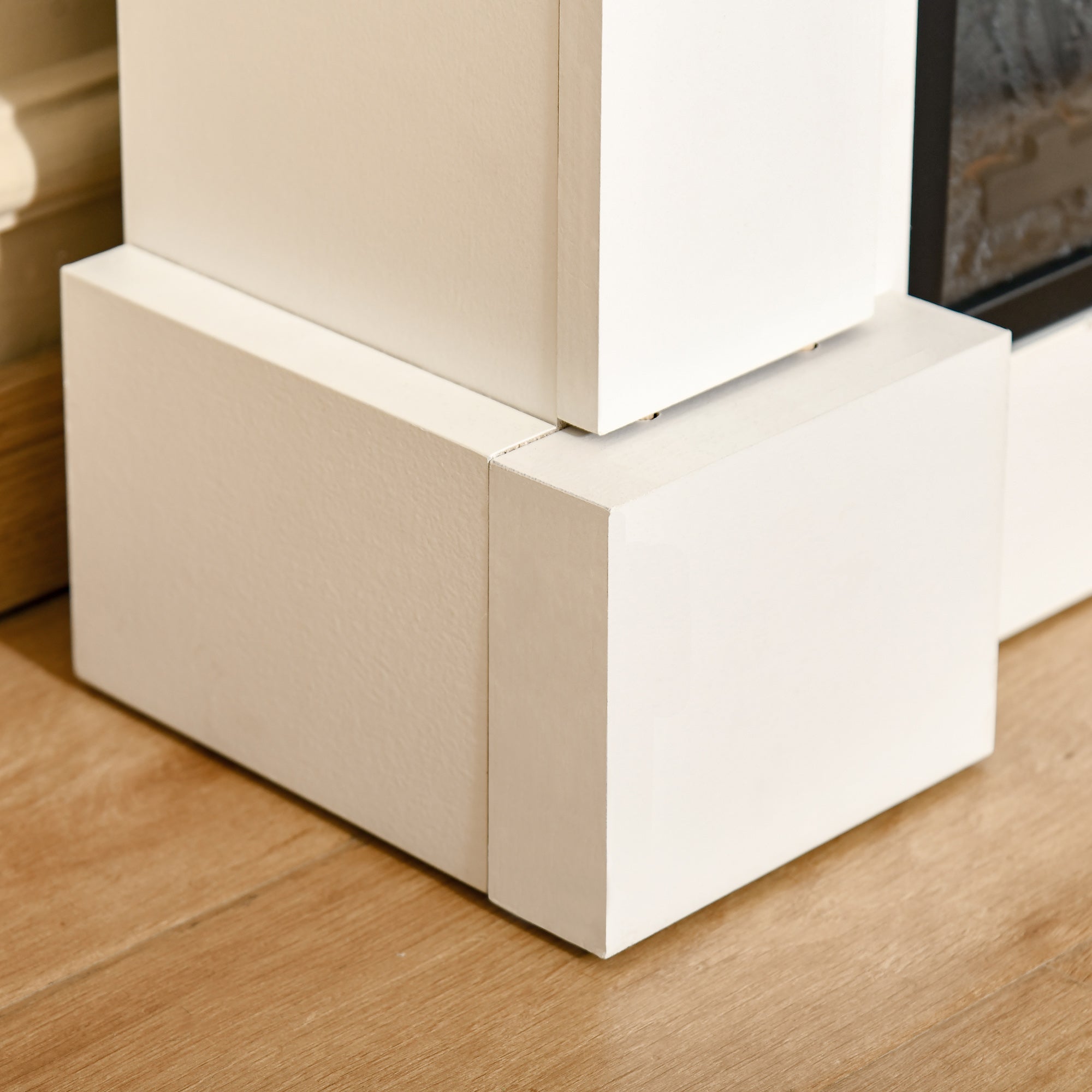 Camino Elettrico da Terra 1800W con Effetto Fiamma Telecomando e Timer Bianco