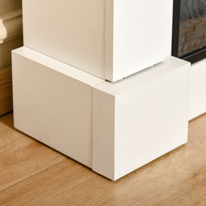 Camino Elettrico da Terra 1800W con Effetto Fiamma Telecomando e Timer Bianco