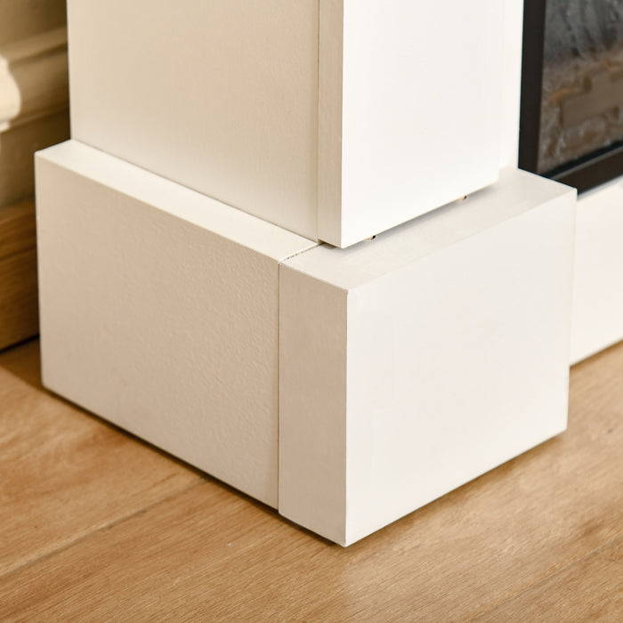 Camino Elettrico da Terra 1800W con Effetto Fiamma Telecomando e Timer Bianco