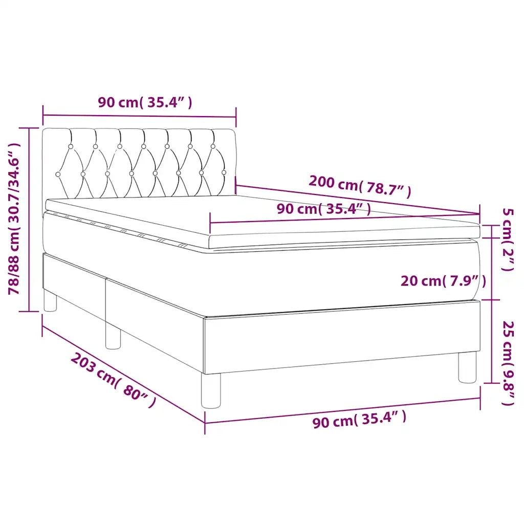 Letto a Molle con Materasso e LED-Struttura Letto con Materasso Verde Scuro 90x200cm Velluto 634460