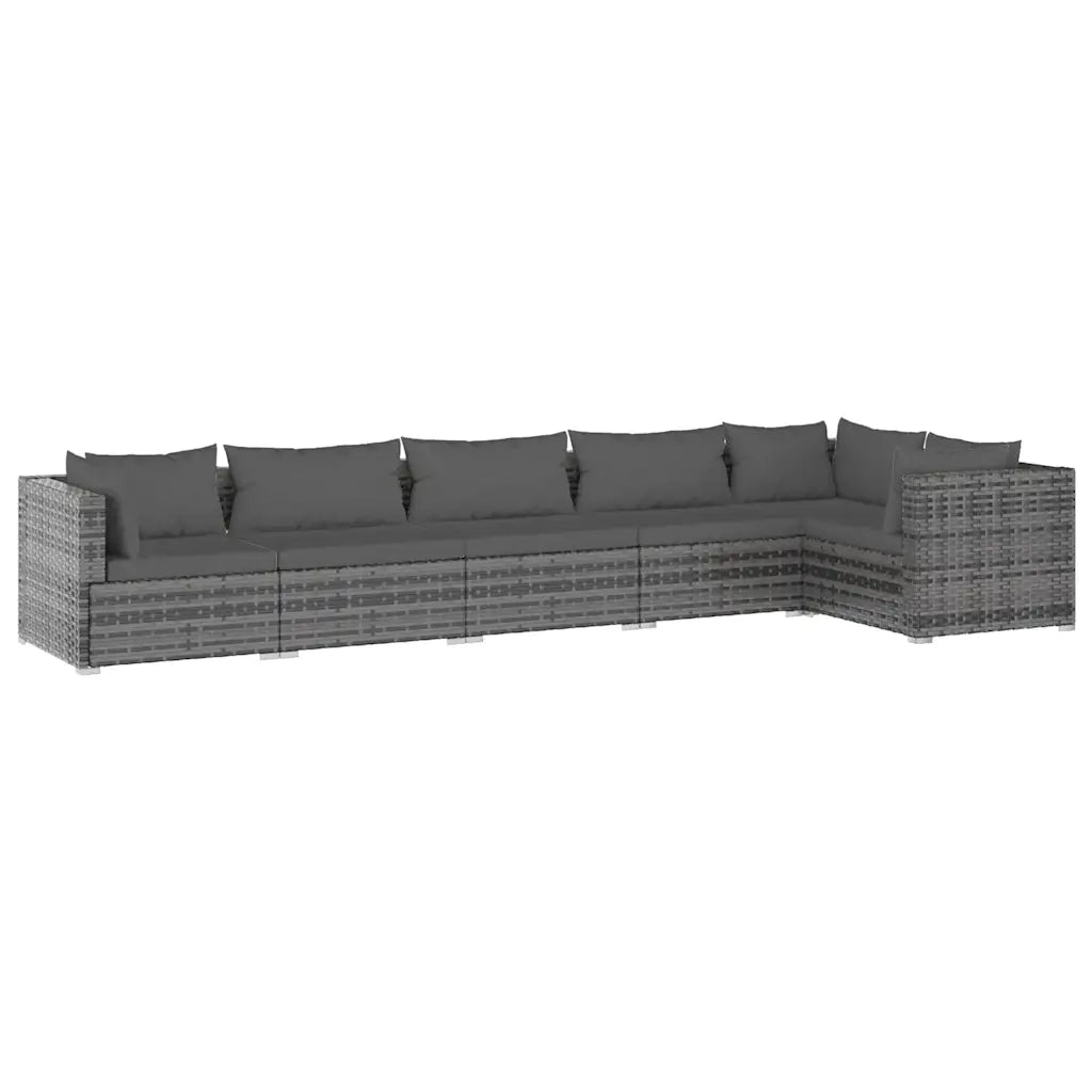 Set Divani da Giardino con Cuscini 6 pz in Polyrattan Grigio 3101709