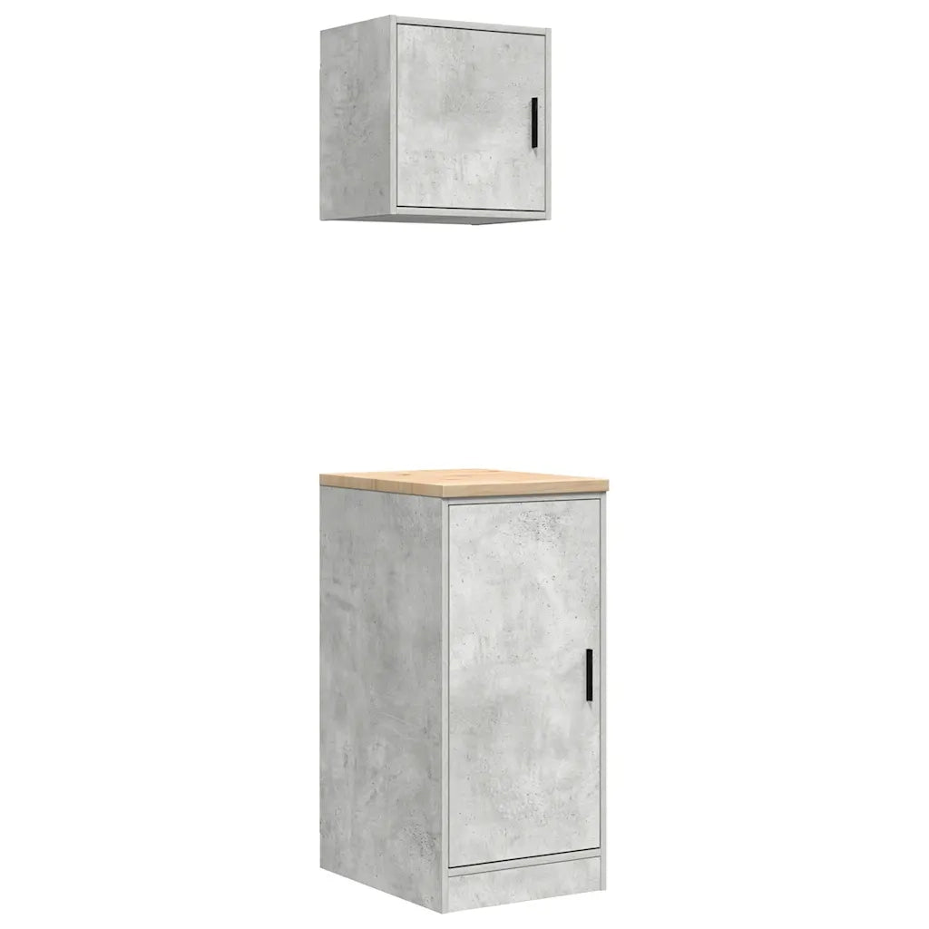 Armadi da Garage 2 pz Grigio Cemento in Legno Multistrato 3328299