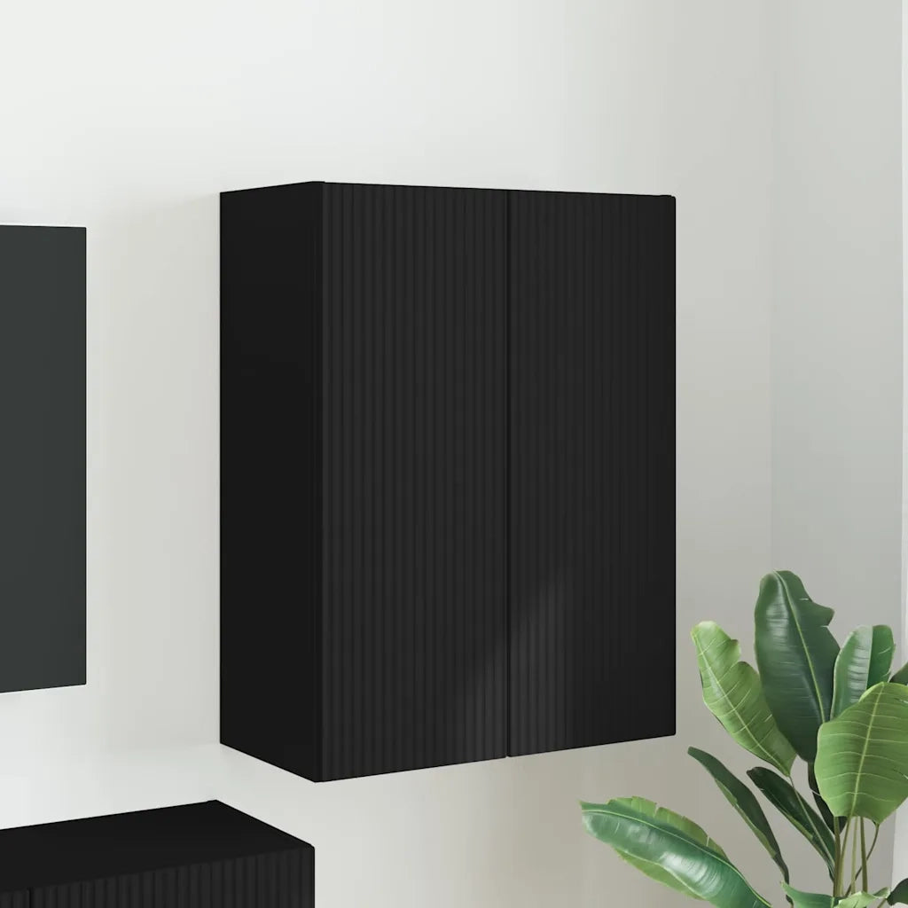 Mobile TV da parete-Mobile TV a Muro-Credenza TV Nero 59,5 x 31 x 80 cm Legno multistrato