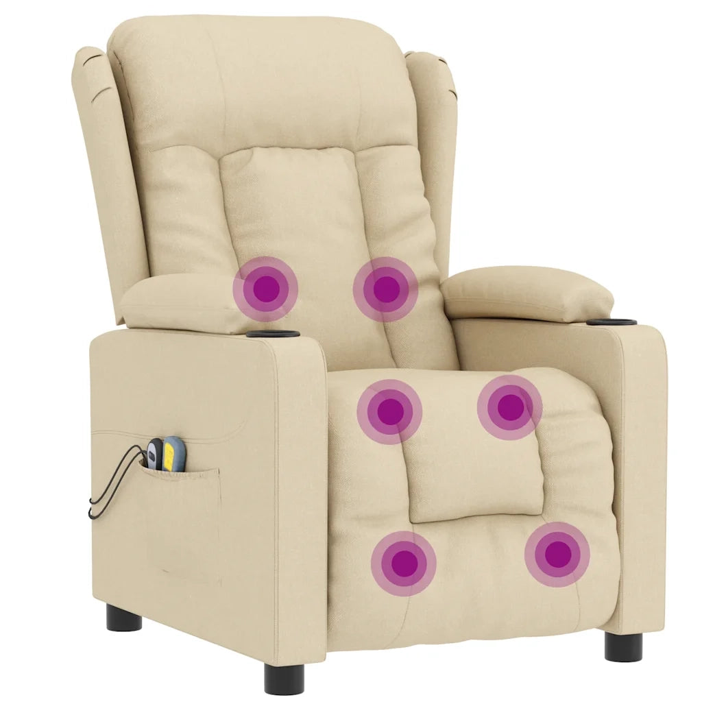 Poltrona Massaggiante Elettrica Crema in Tessuto 3098798
