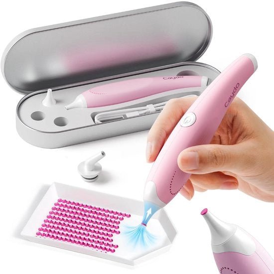Elettro diamantverfpen, accessorio diamantverf ergonomico con punti multipli, diamantverfpen per l'incisione di diamanti AB senza lavaggio (rosa)
