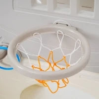 8-in-1 Scivolo per Bambini, Gioco da Arrampicata Multifunzionale con 2 Scivoli, Scala da Arrampicata, Canestro da Basket, Gioco del Lazo, Binocolo, Armadietti, 200×165×95 cm,Grigio antico bianco