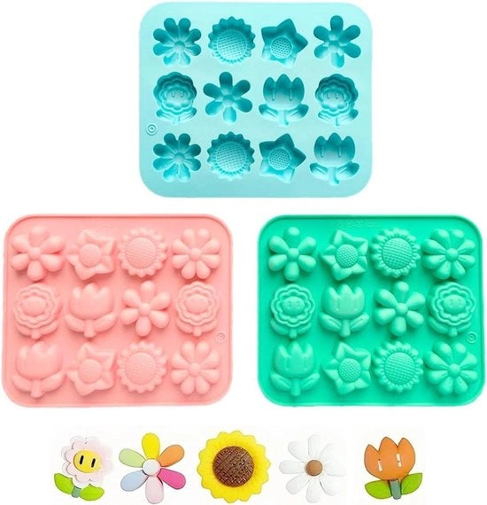 Set di Fondant e Cioccolato con 3 Forme in Silicone a Fattore di Moda per Fiori e Farfalle - Forme per Fondere DIY - 3D Cartone - Dimensioni Piccole