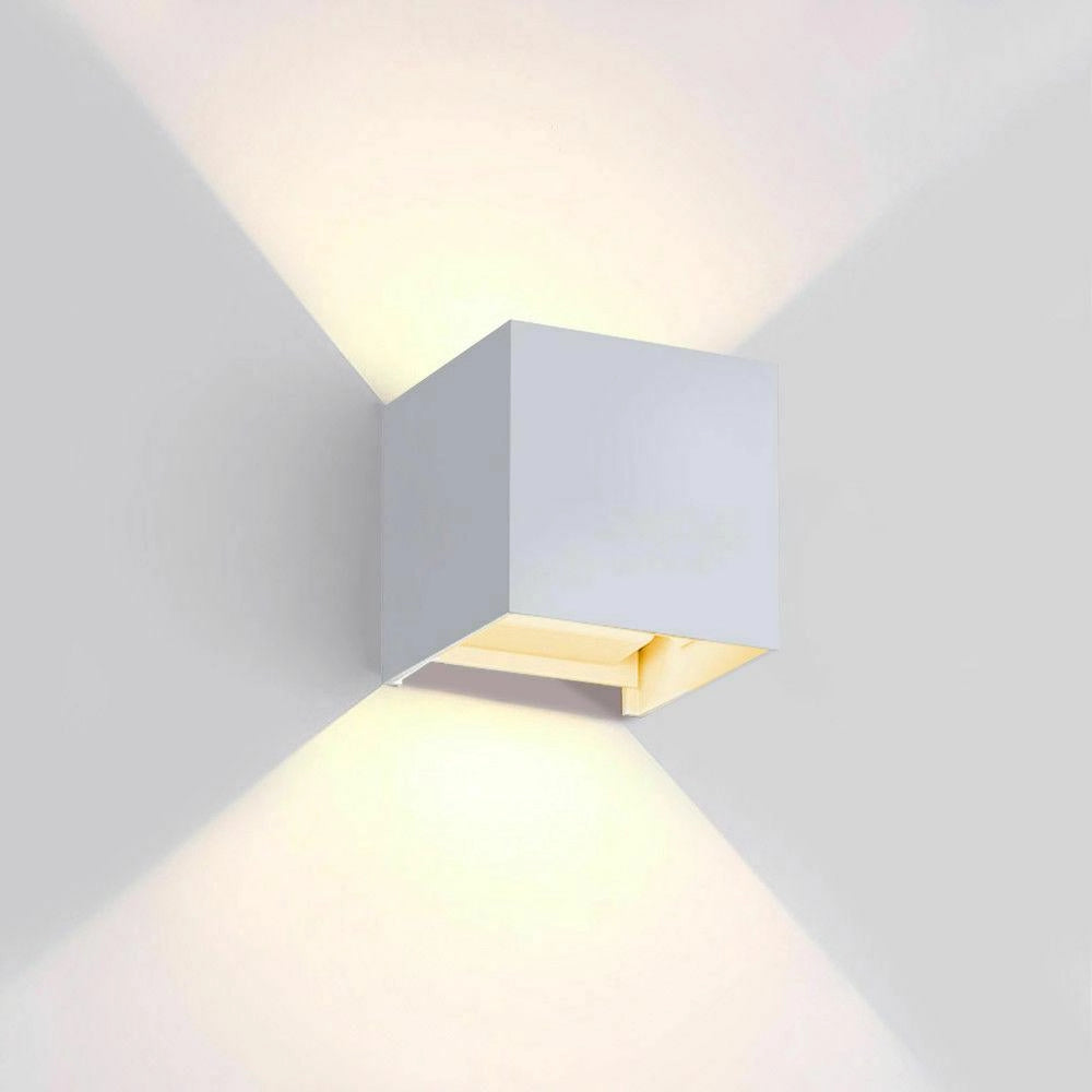 Applique LED cubo bianco 12 watt da parete interno esterno IP65 luce regolabile up down design moderno con switch CCT 3000K 4000K 6500K