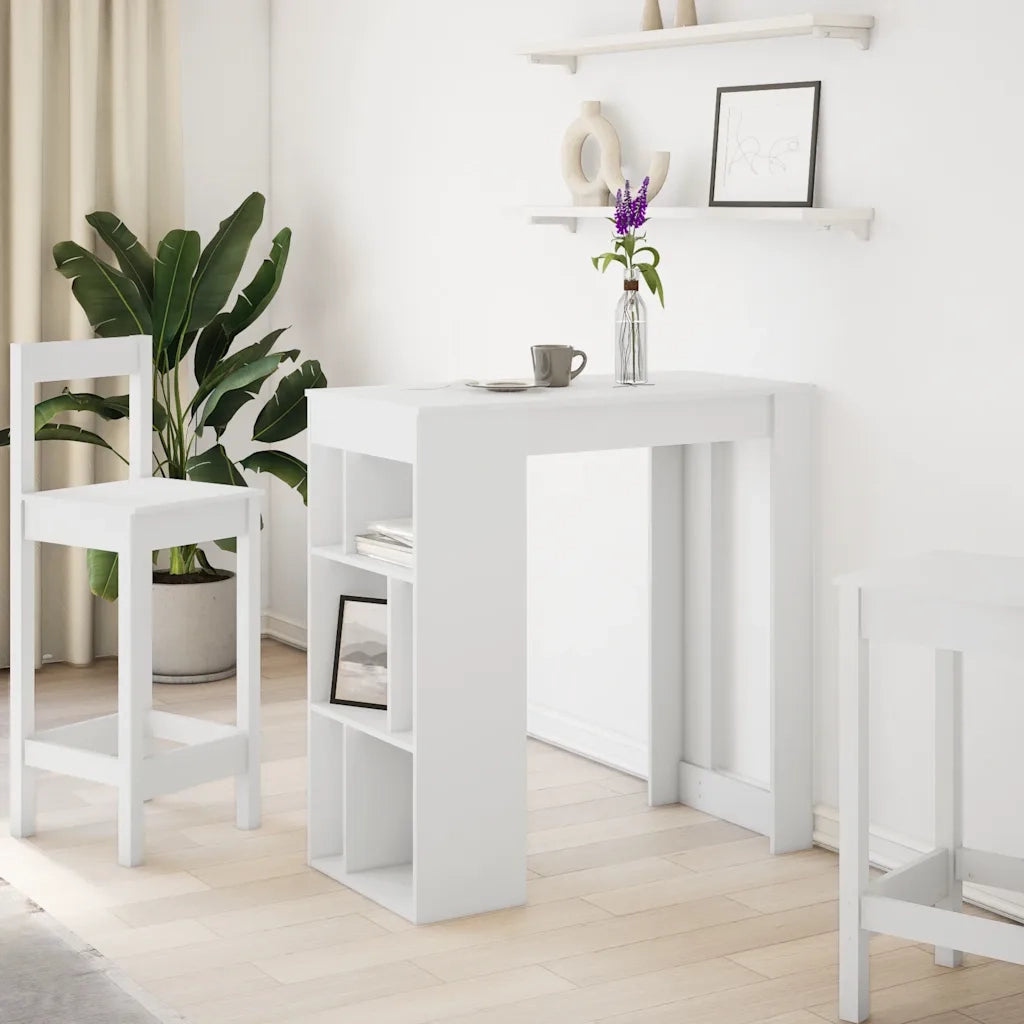 vidaXL Tavolo Bar con Rastrelliera Bianco 102x50x103,5 cm Multistrato