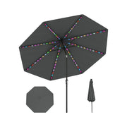 Ombrellone da giardino da 3 m con 96 LED 9 modalità di inclinazione regolabili atmosfera accogliente poliestere grigio 20_0012990