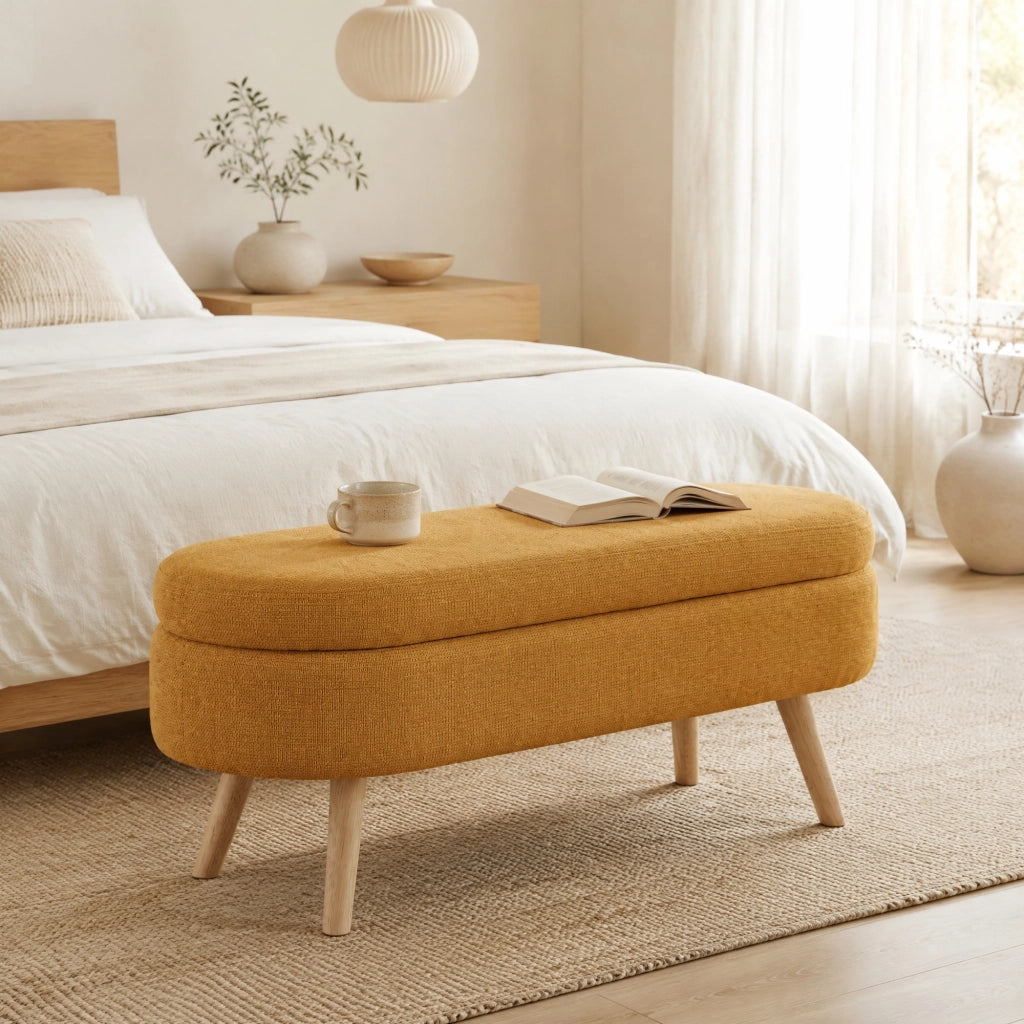 PANCA Contenitore 110 cm in Chenille Gialla