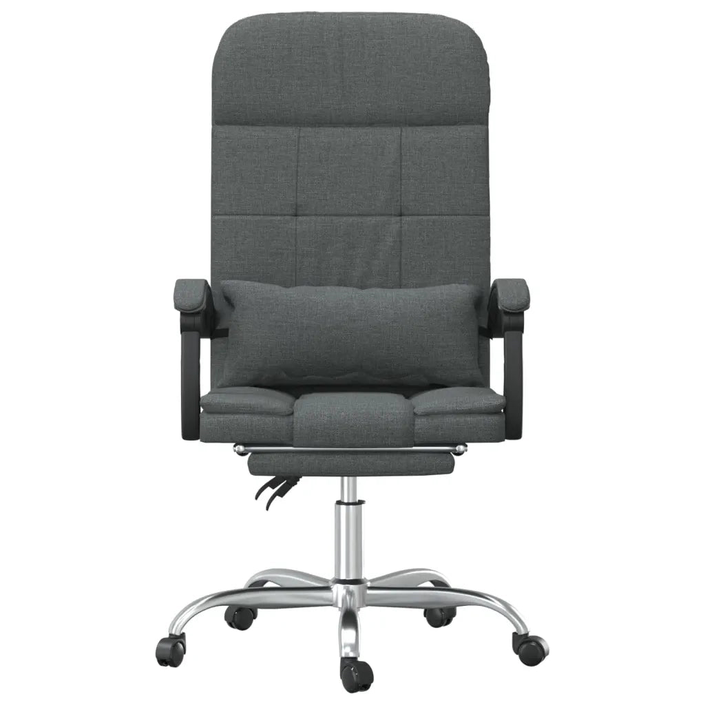 Sedia da Ufficio | Sedia da Gaming Massaggio Reclinabile Grigio Scuro in Tessuto