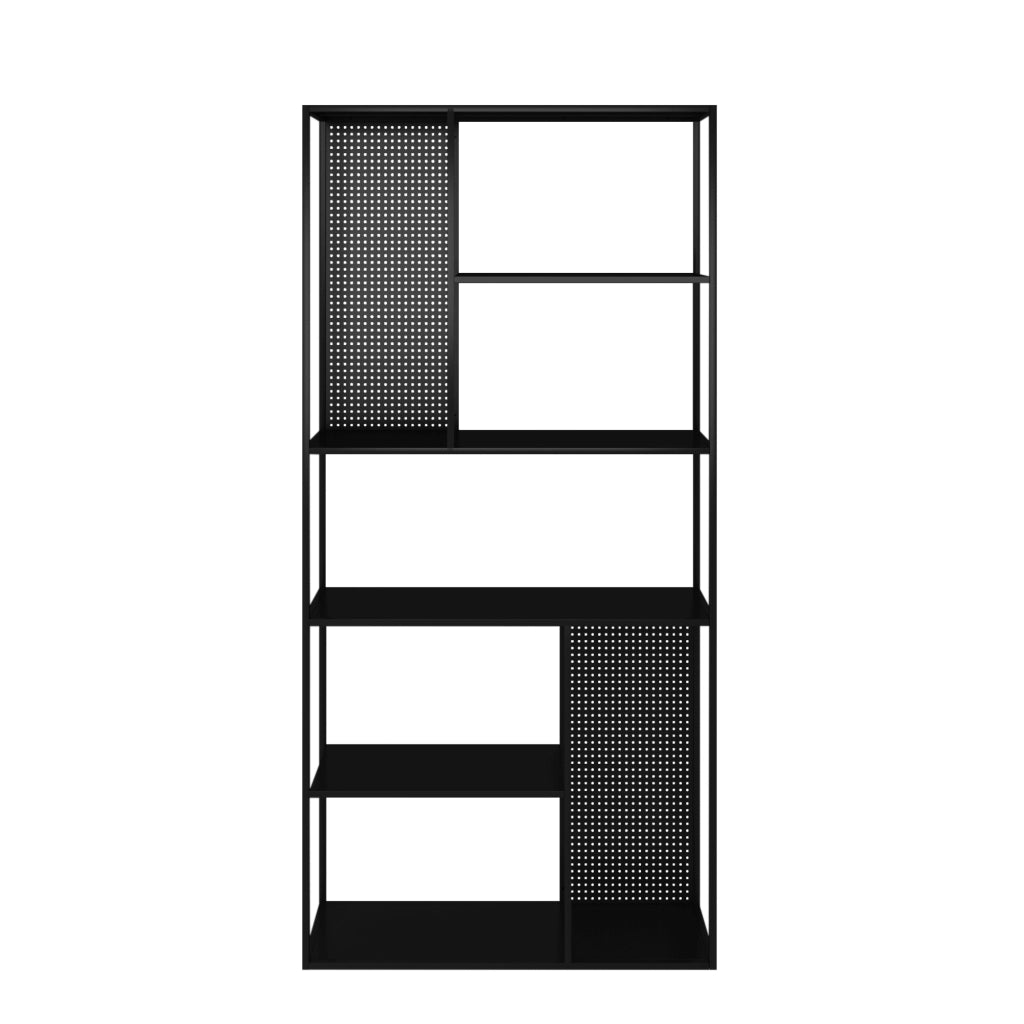 Scaffale da Terra Vehmaa in Acciaio 188 x 90 x 30 cm Nero opaco [en.casa]