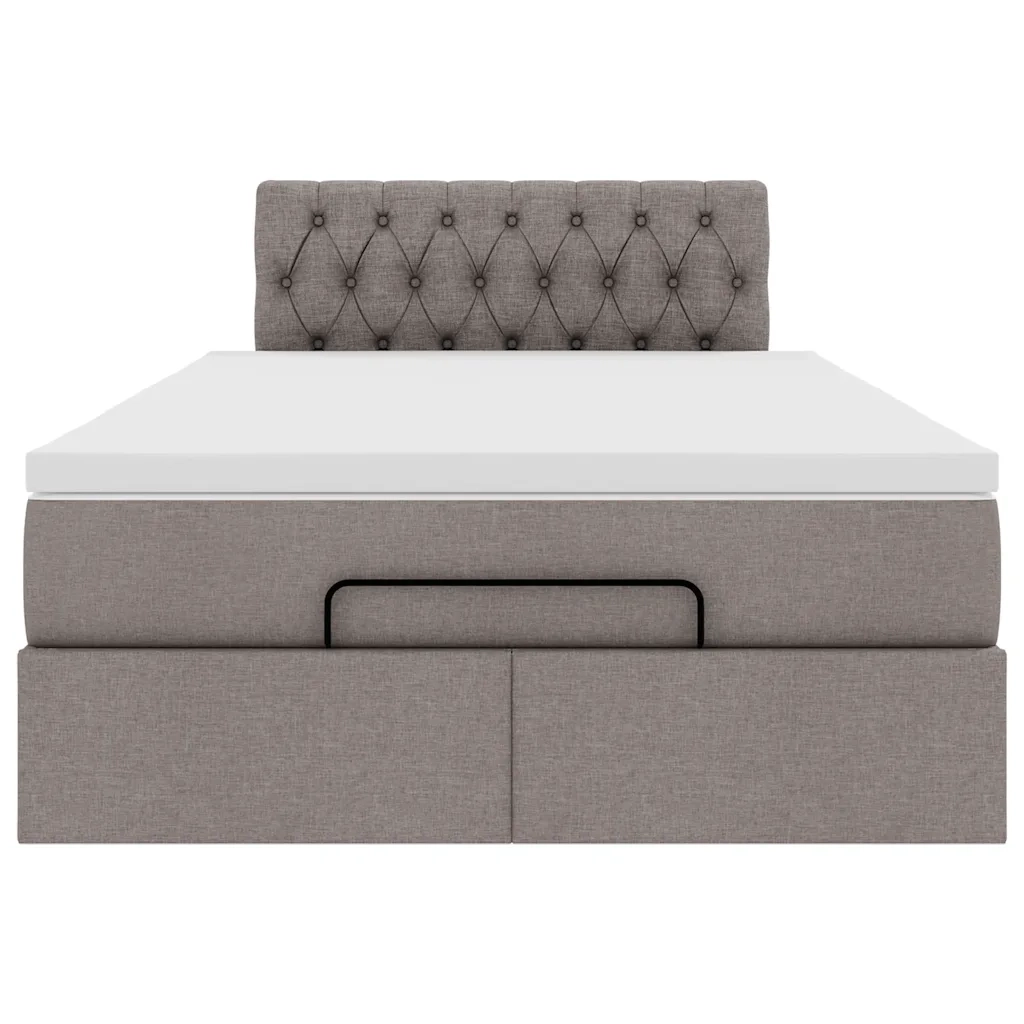 Struttura Letto Pouf con Materasso Tortora 120x200cm in Tessuto