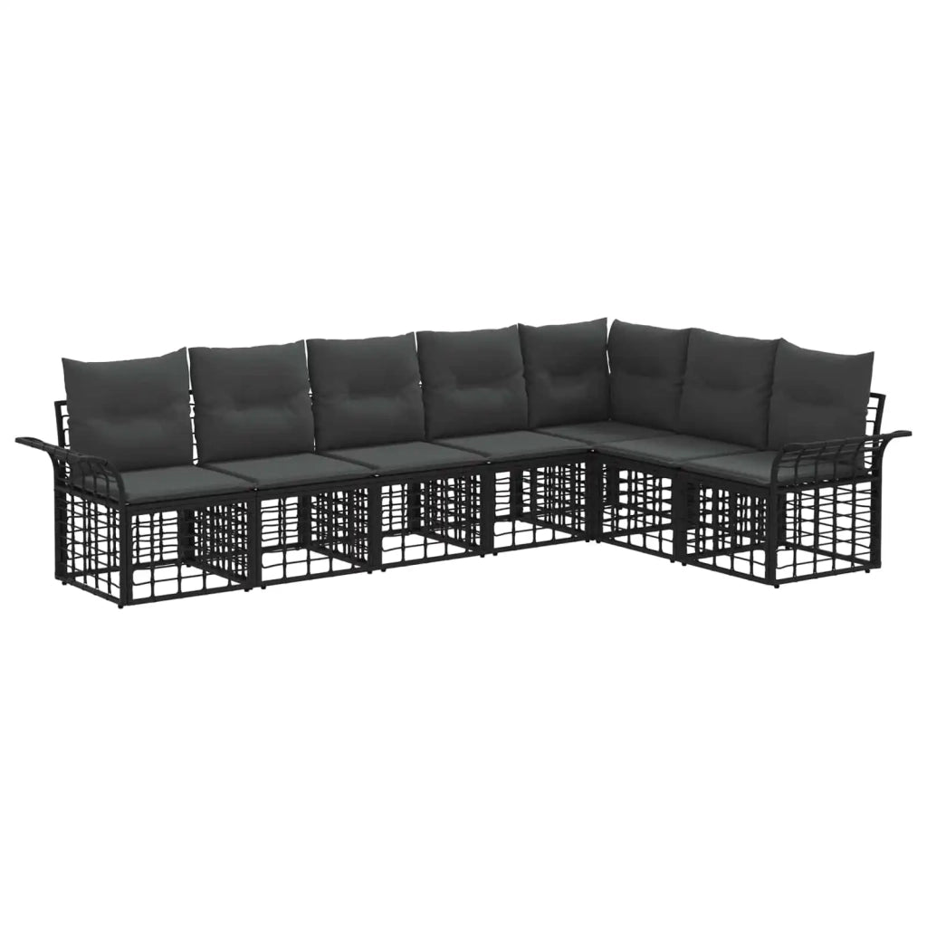 Set di divani da esterno 7 pcs Nero e Grigio scuro Poliestere 3437695