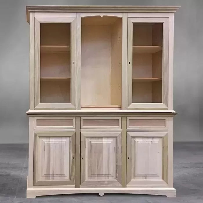 Cristalleria in legno 3 ante shabby bianco 170x46x215 - Mobili 2G