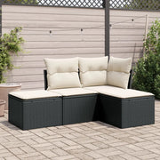 Set Divani da Giardino 4 pz con Cuscini Nero in Polyrattancod mxl 111619