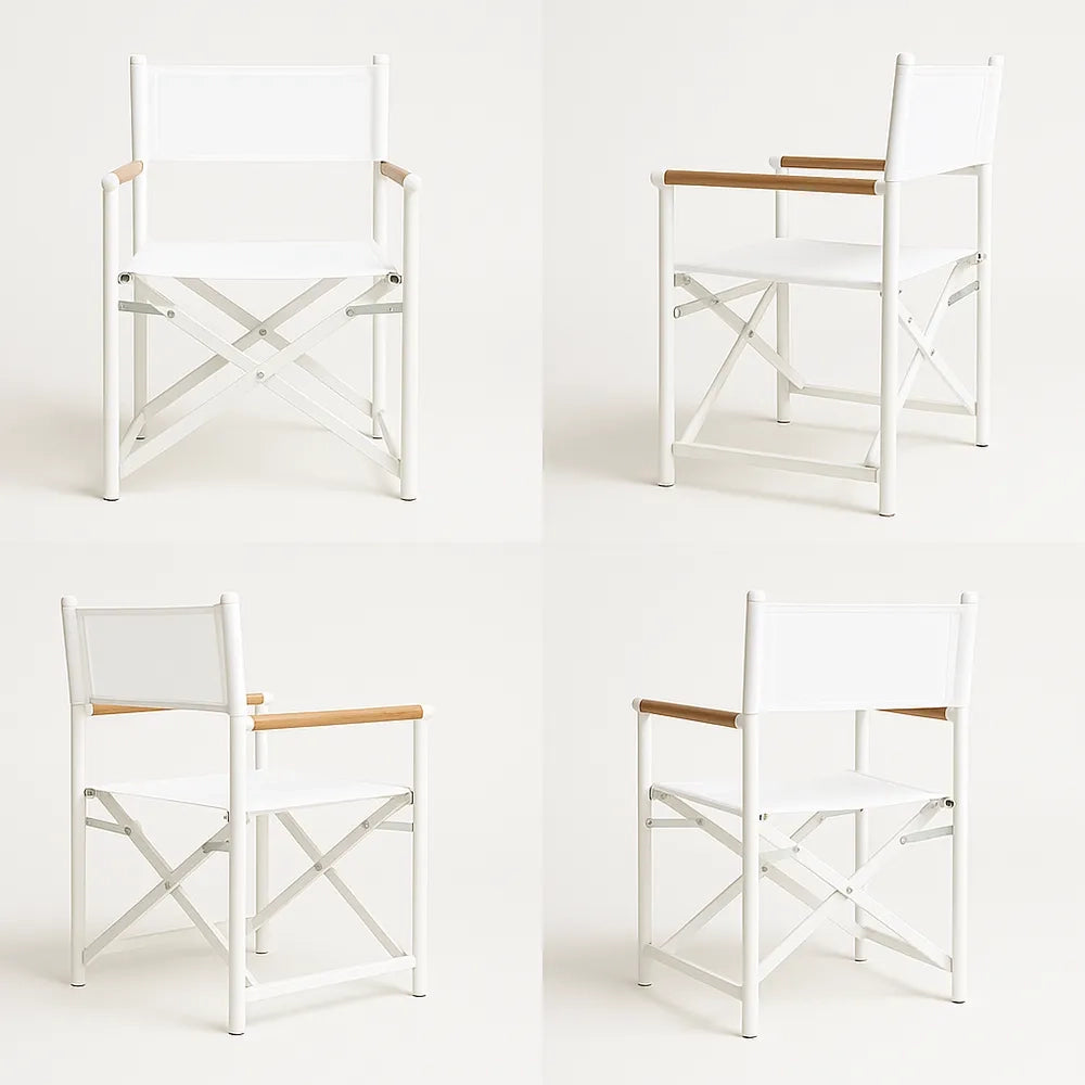 Set di 2 Sedie Regista Fellini - Bianco/Legno