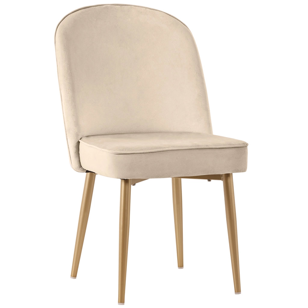 Sedie da sala da pranzo in velluto con schienale ergonomico, gambe in metallo dorato e piedini antiscivolo beige