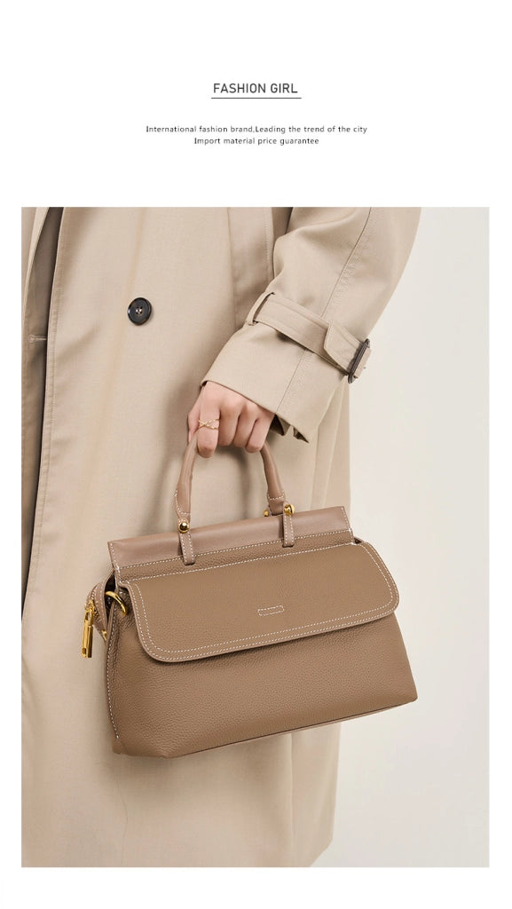 Borsa a tracolla da donna in vera pelle, stile western, grigia