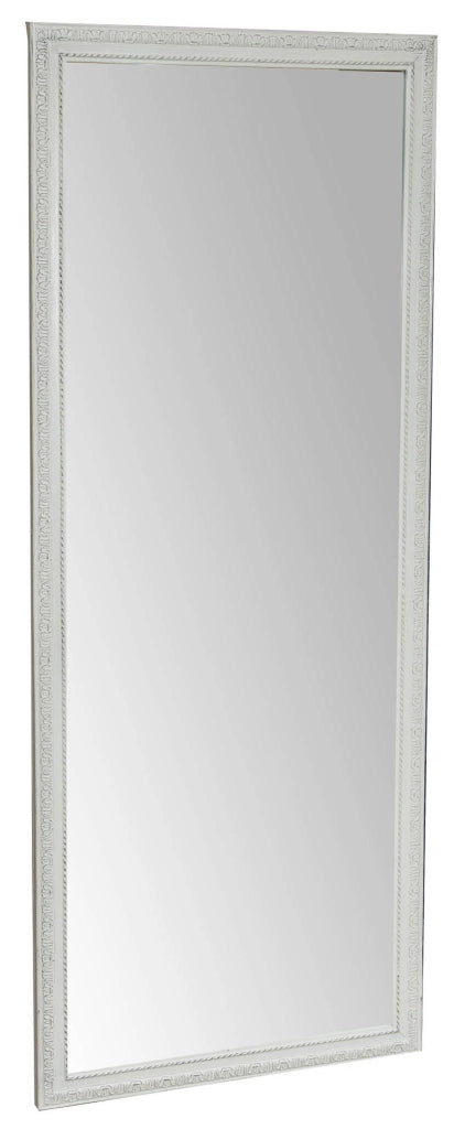 Biscottini Specchio Specchiera da parete e appendere verticale/orizzontale L72xPR4xH180 cm finitura bianca anticata.