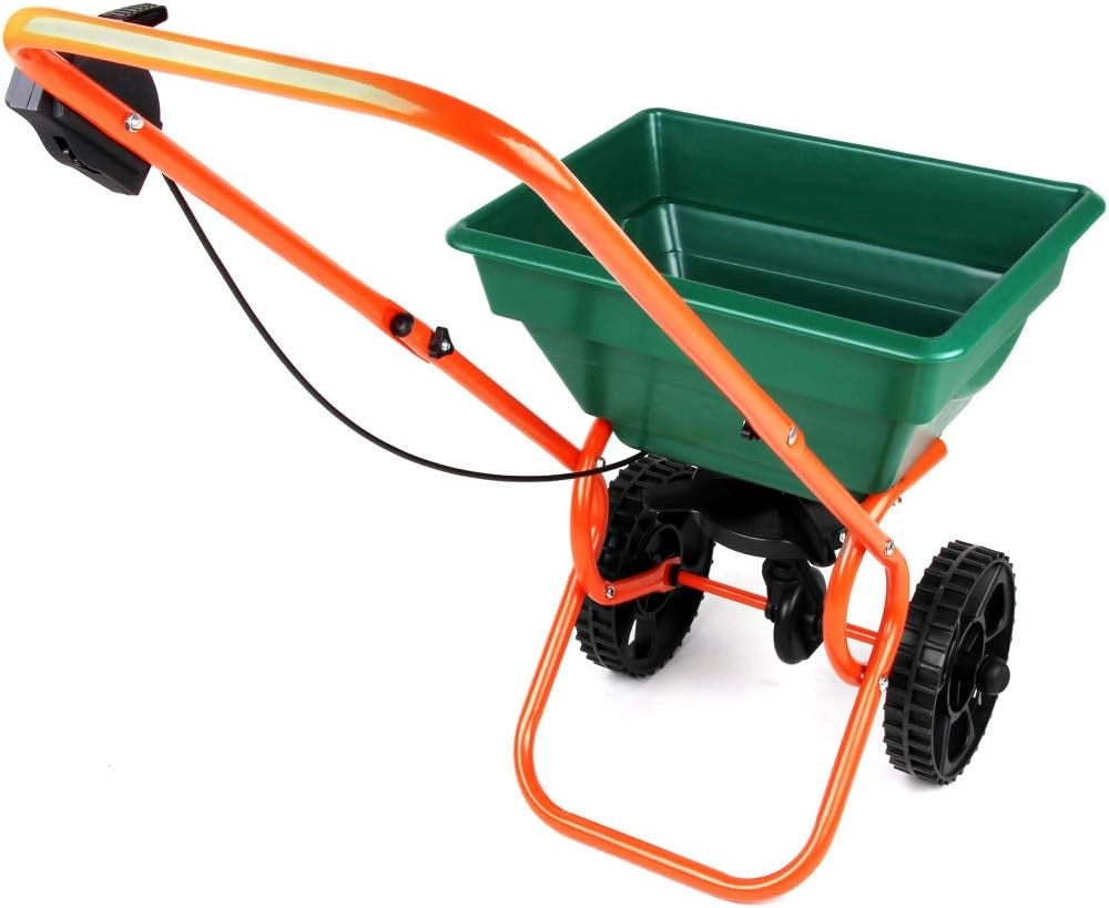 Spandiconcime 25L Sale Sabbia Semi Carrello Spargitore Spargisale Spandisemi Prato Giardino