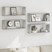 Mensole Parete a Cubo 4pz Grigio Cemento 60x15x23cm Multistrato 807146