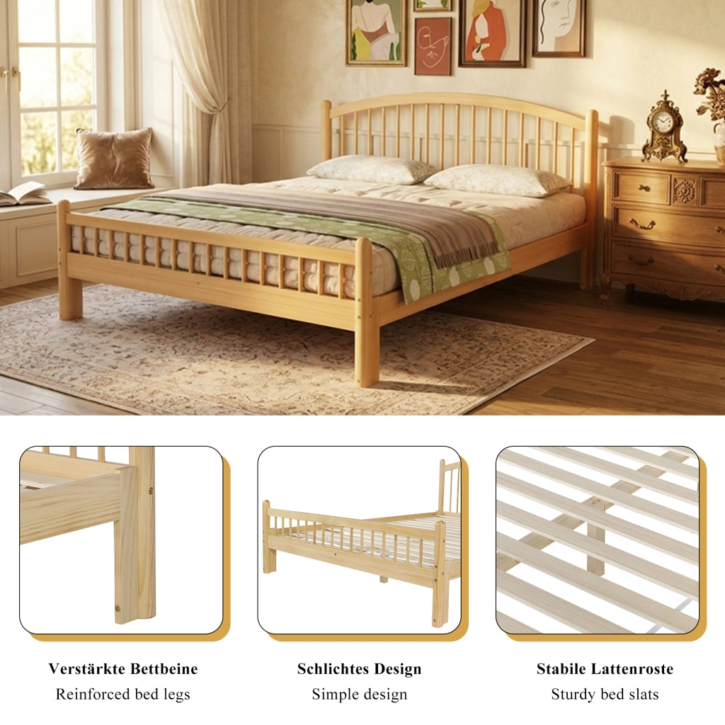 Letto singolo 140x200 cm legno beige