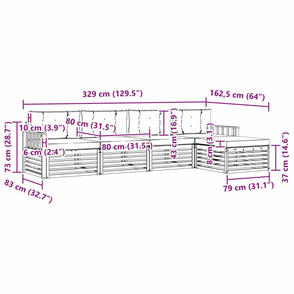 Set di divani da esterno 5 pcs Grigio Naturale e Chiaro 3373291