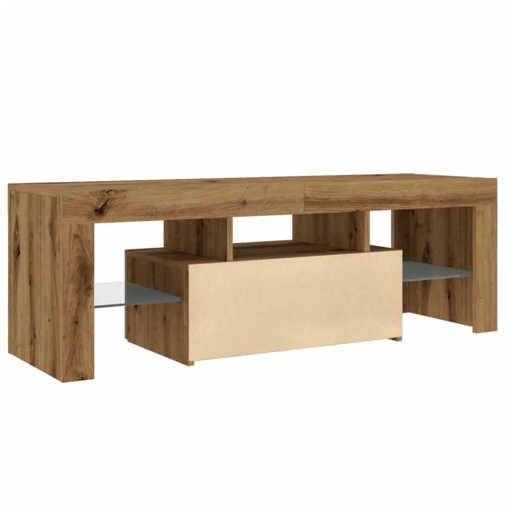 Mobile TV multimediale mensola per TV credenza mobile TV sala da pranzo soggiorno camera da letto con luci a LED rovere lavorato a mano legno marrone ingegnerizzato 02_0026710