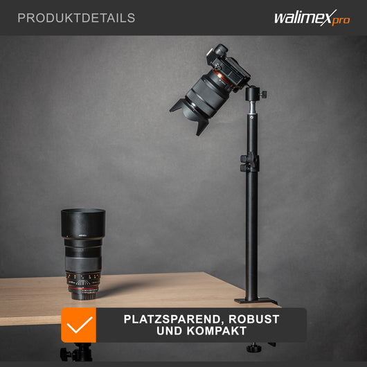 Table Top Set 2 Mini cavalletti fotografici da tavolo regolabili in altezza 35-65 cm, Stativo nano per foto e video con testa a sfera 360°, Supporto per luci, flash, fotocamera