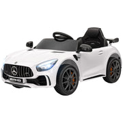 Macchina elettrica per bambini, Mercedes, 3-5 km/h, telecomando, luci e musica, bianca