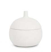 Candela con Coperchio Ø14x14 cm in Ceramina Canister Bianco