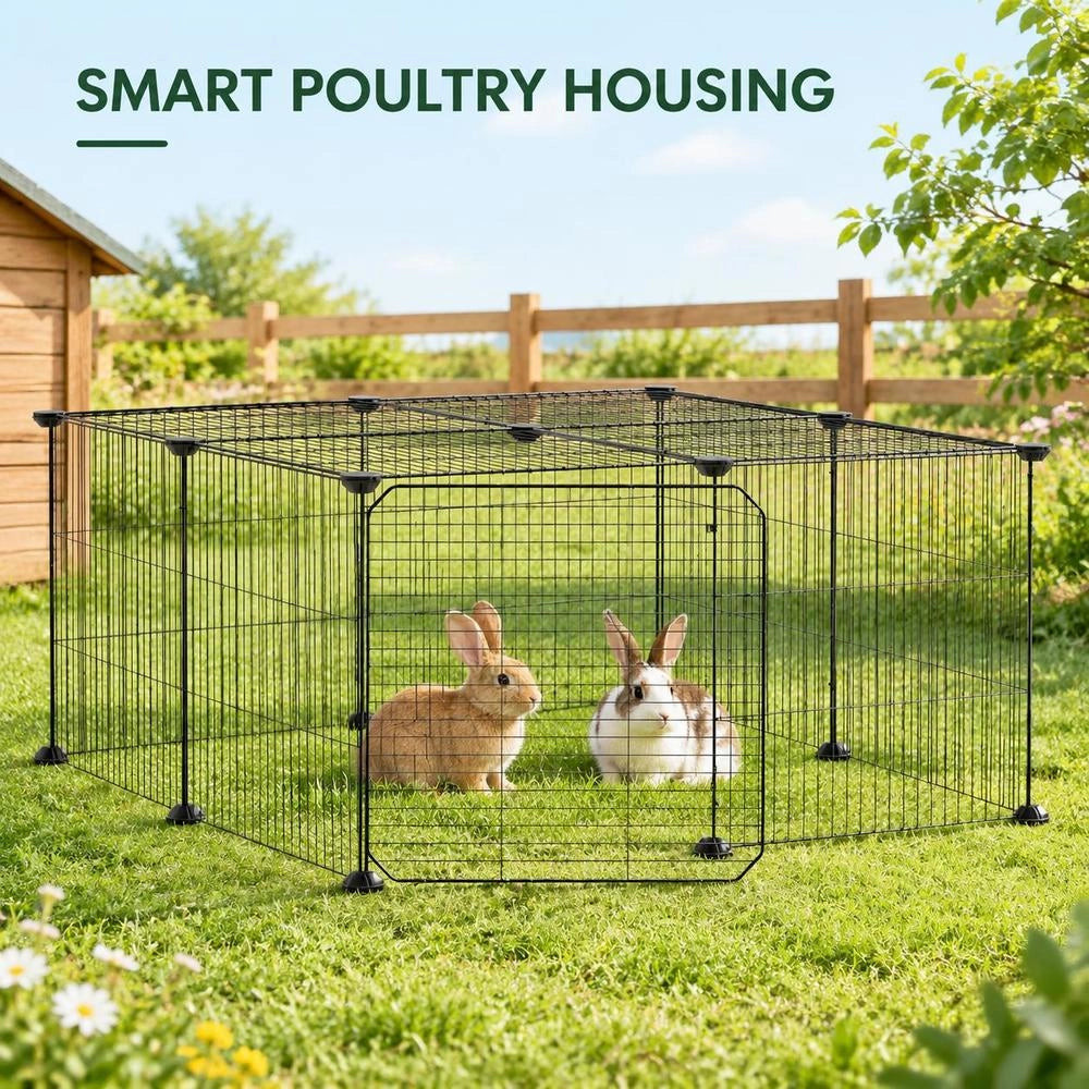 12-piece Pet Cage With Door, Black, 35x35 Cm, Steel