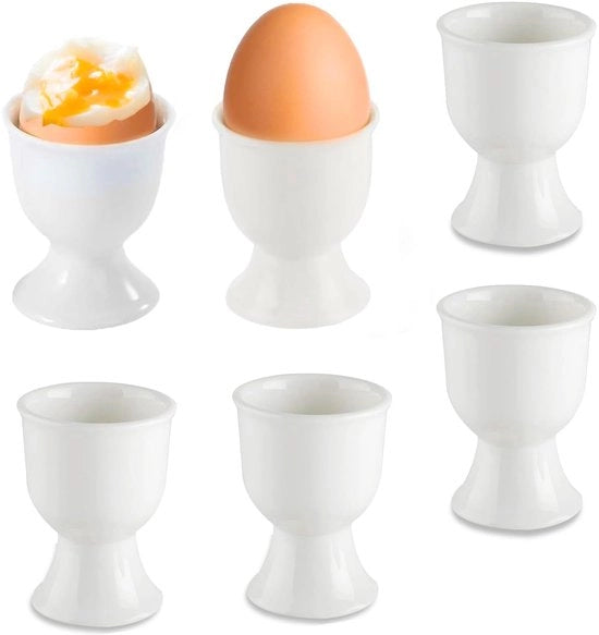 Set di contenitori per uova in porcellana - 6 pezzi - 7 x 5,2 cm - contenitore per uova per colazione - ceramica - tecnologia vetrificata unica