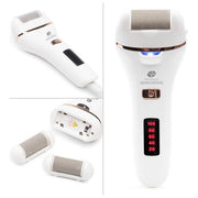 Rio lima elettrica pedicure con aspiratore, 3 testine intercambiabili, 80 min autonomia, ricarica usb, impermeabile ipx6, bianco e oro