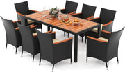 Set di mobili da giardino in rattan, set da 8 sedie con tavolo, in rattan, per esterni, terrazze, mobili da balcone, set per 8 persone, set da giardino