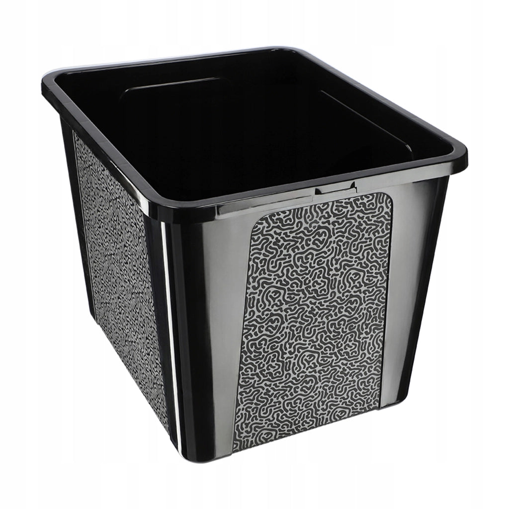 Contenitore in plastica KADAX da 30 litri con coperchio, nero, con chiusura a chiave, grande scatola organizer.