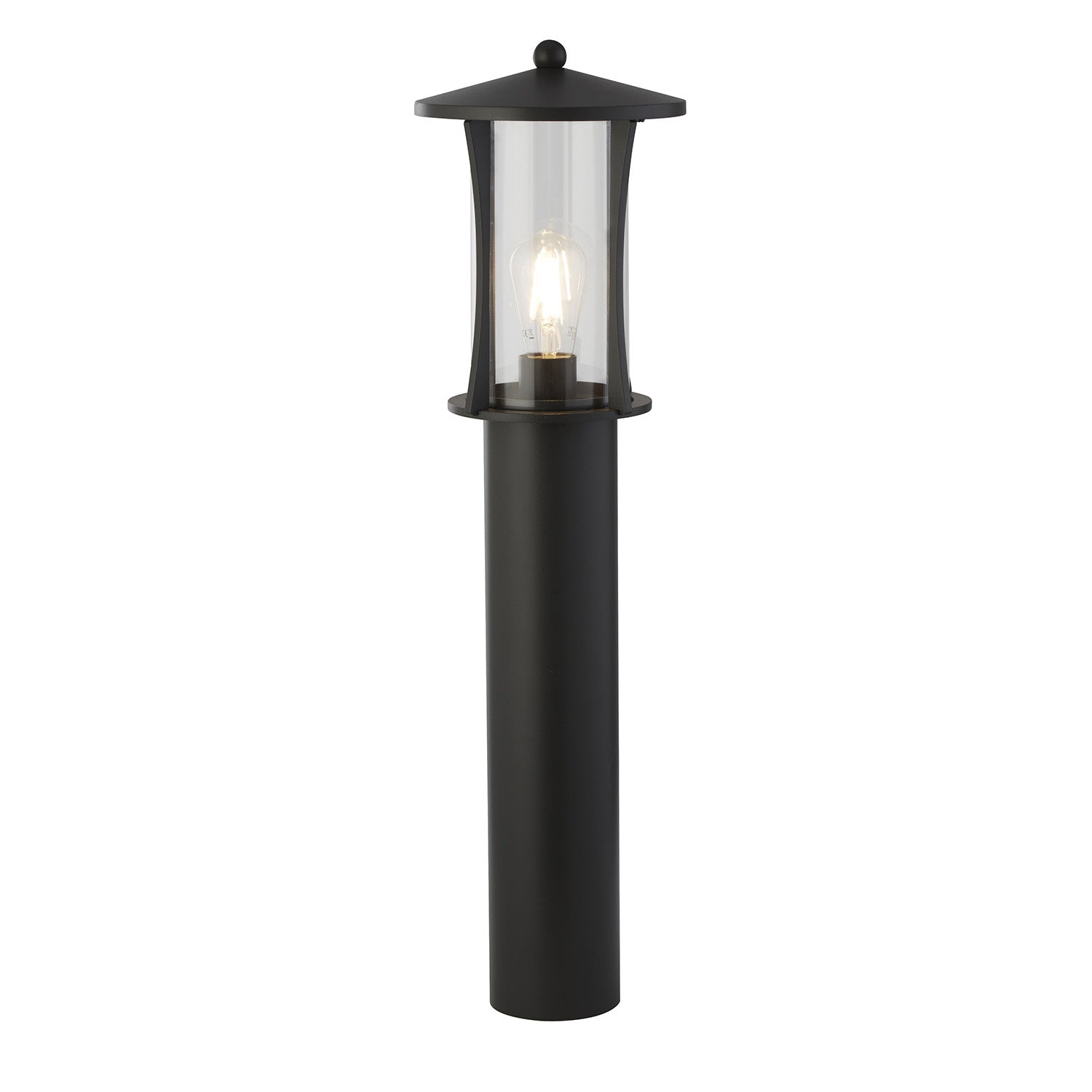 Lampione Rustico-Country Pagoda Alluminio Nero Vetro Trasparente 1 Luce E27