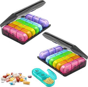 Due contenitori di farmaci 7 giorni 6 cassette - pastiglie mattina pomeriggio sera settimana - borsa portatile per vitamine e olio di fegato di pesce - organizzatore di farmaci.