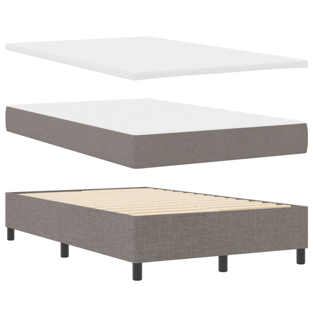 Letto con box spring e materasso taupe 120x200 cm tessuto