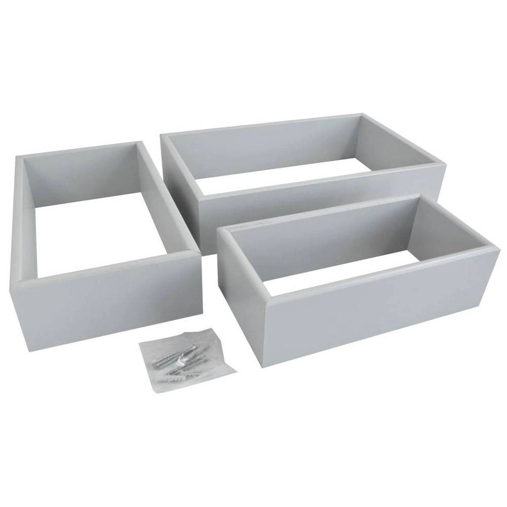 Trade Shop - Set 3 Mensole Da Muro A Parete Design Moderno Cubo Rettangolare In Legno Grigio -