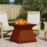 Focolare-Stufa-Camino Marrone 60 x 60 x 50 cm acciaio corten