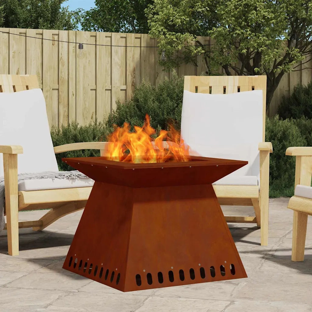 Focolare-Stufa-Camino Marrone 60 x 60 x 50 cm acciaio corten
