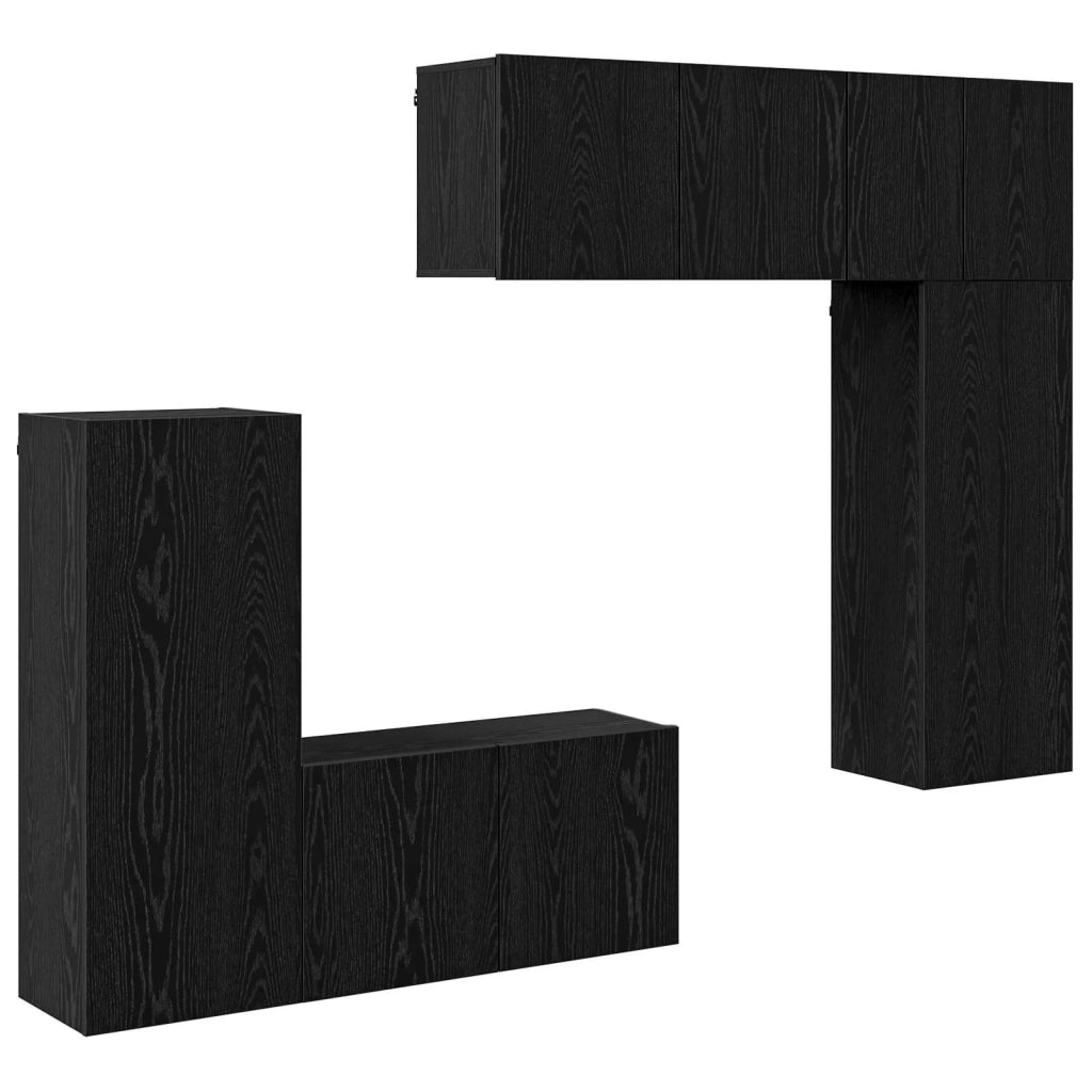 Unità TV da Parete 5 pcs Rovere nero Legno multistrato 3402778