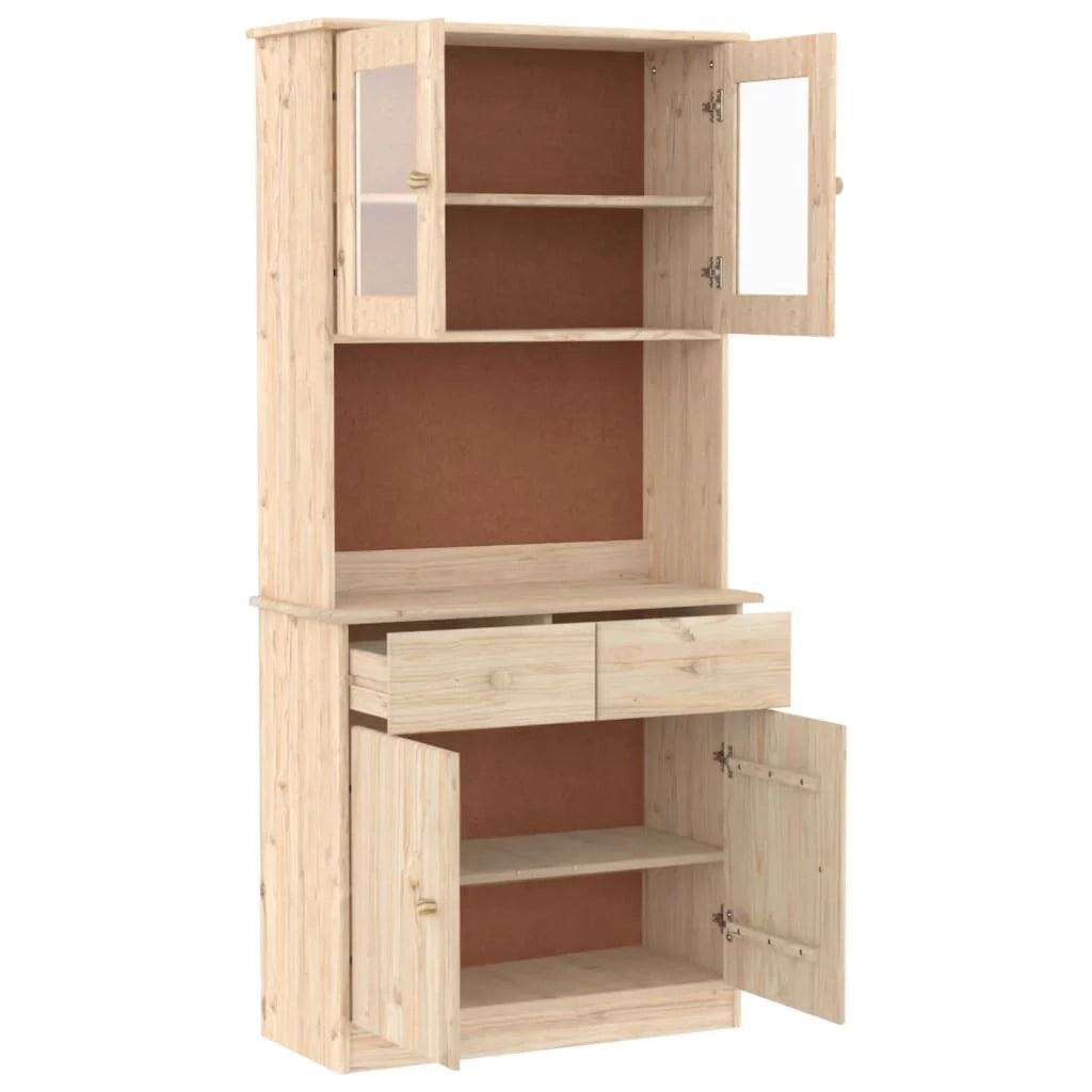 Buffet credenza cassettiera armadio mobile contenitore organizer per cucina soggiorno salotto 77 x 35 x 165 cm legno massello di pino marrone 02_0029671