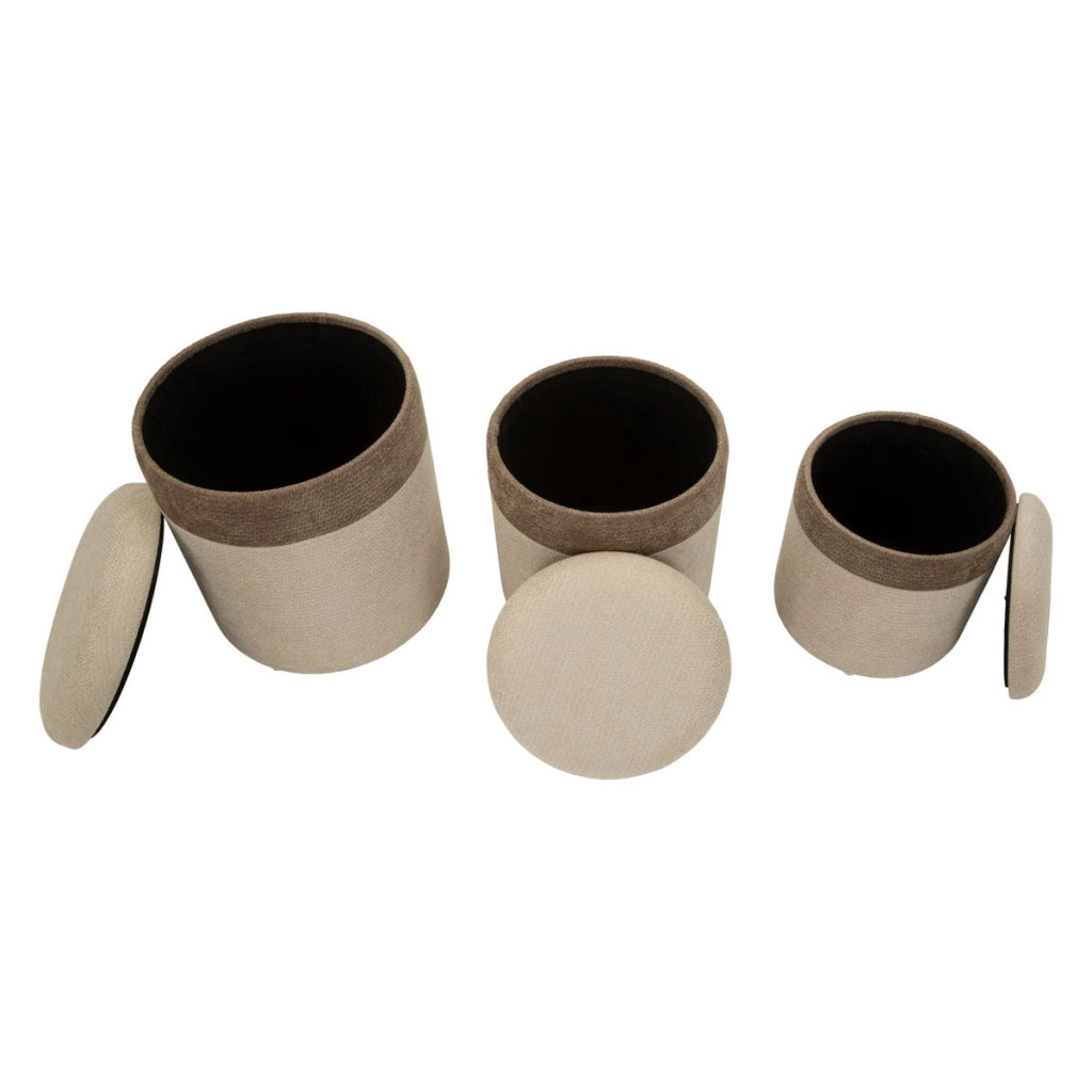 Set di 3 pouf contenitore stile nordico