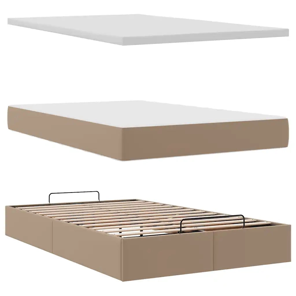 vidaXL Struttura Letto Pouf con Materasso 120x200 cm Similpelle