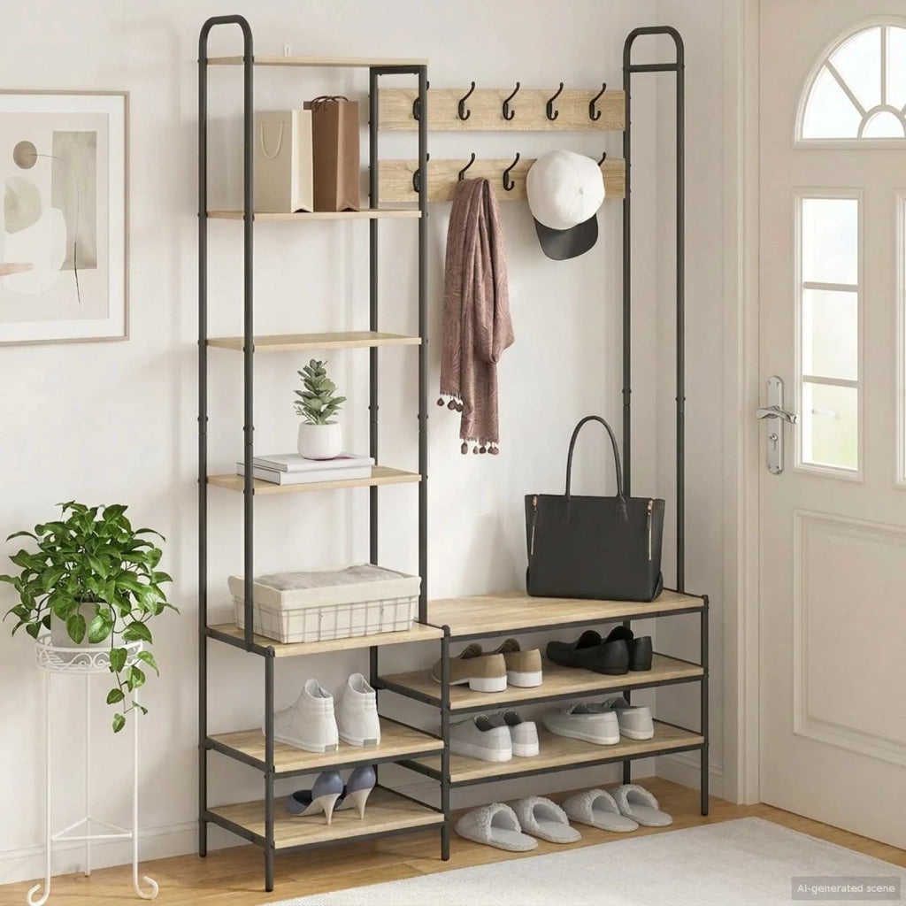 Appendiabiti con panca per scarpe Rovere Sonoma 8012039