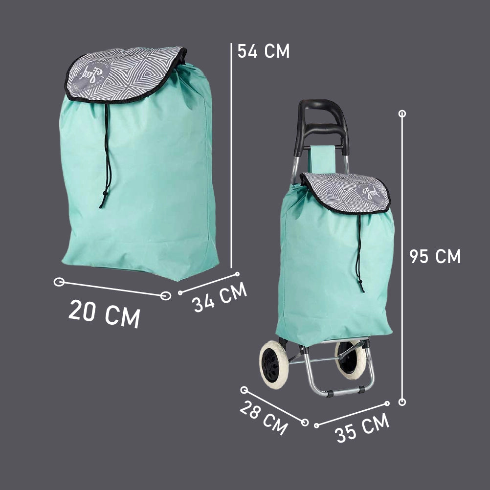 Carrello Porta Spesa Metallo Zincato Antipioggia Maniglia 2 Ruote